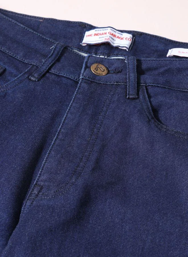 The Indian Garage Co  Men Slim Fit Solid Scoop Pocket Mid-Rise Jeans for Men | Best Price UAE